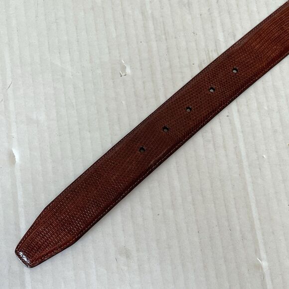 Elizabeth Rand New York Brown Genuine Lizard Belt Strap Sz M No Buckle USA Made main image 8